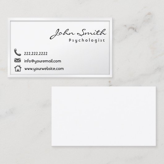 Modern White Border Psychologist Visitekaartje (Voorkant / Achterkant)
