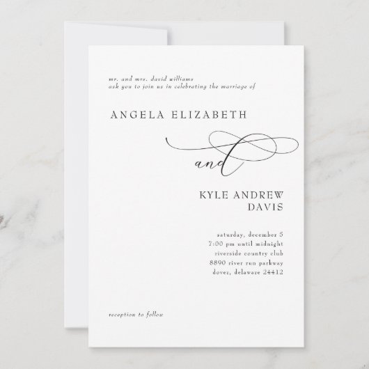 Modern White Bride Parents Wedding Invitation Kaart (Voorkant)