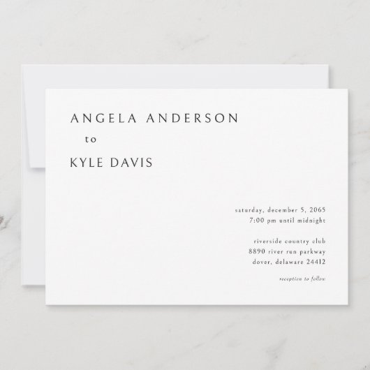 Modern White Bride Parents Wedding Invitation Kaart (Voorkant)