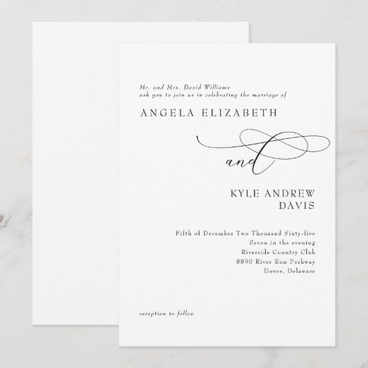 Modern White Bride Parents Wedding Invitation Kaart (Voorkant / Achterkant)