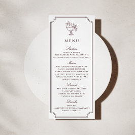 Modern White Burgundy Double Frame wedding  Menu Kaart
