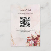 Modern White Burgundy Flowers QR Code Details Informatiekaartje (Voorkant)