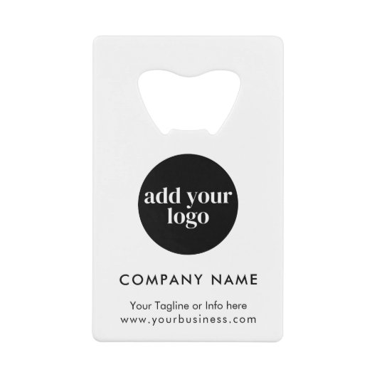 Modern White Business Custom Company Logo Creditkaart Flessenopener (Voorkant)