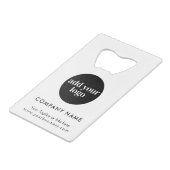 Modern White Business Custom Company Logo Creditkaart Flessenopener (Voorkant Gekanteld)