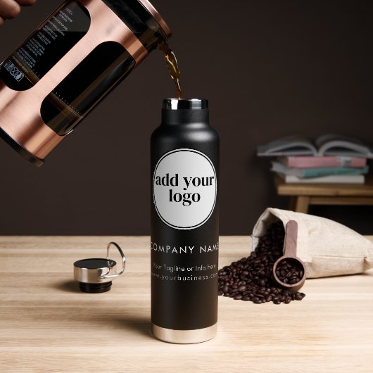 Modern White Business Custom Company Logo Waterfles (Koffie)