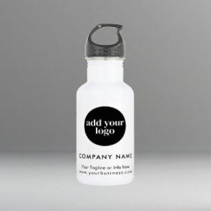 Modern White Business Custom Company Logo Waterfles