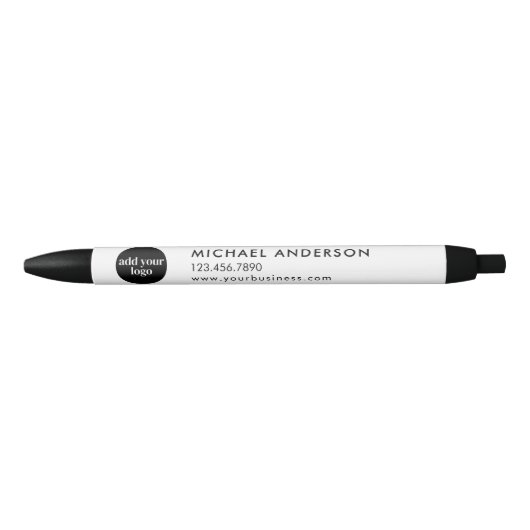 Modern White Business Custom Company Logo Zwarte Inkt Pen (Voorkant)