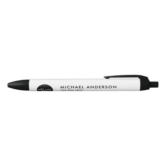 Modern White Business Custom Company Logo Zwarte Inkt Pen (Bovenkant)
