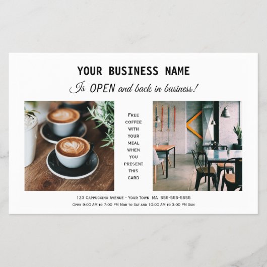 Modern White Business Re-Opening Promotional Flyer (Voorkant)