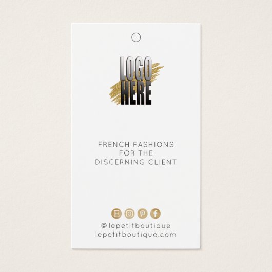 Modern White Clothing Price label met logo Visitekaartje (Voorkant)