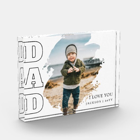 Modern White Cool Brushstroke  I Love You Dad Fotoblokken (Links)