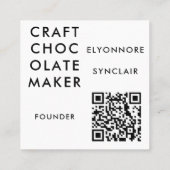 Modern White Craft Chocolate Founder QR Code Vierkante Visitekaartje (Achterkant)