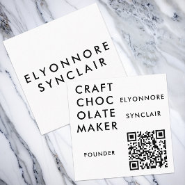 Modern White Craft Chocolate Founder QR Code Vierkante Visitekaartje