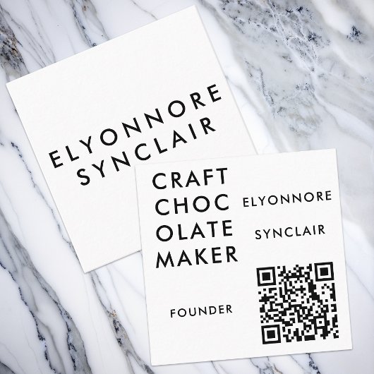 Modern White Craft Chocolate Founder QR Code Vierkante Visitekaartje