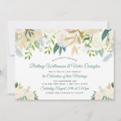 Modern White Cream Floral Greenery Wedding Kaart (Voorkant)