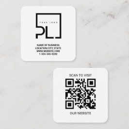 Modern White Custom Logo and QR Code Square Busine Vierkante Visitekaartje