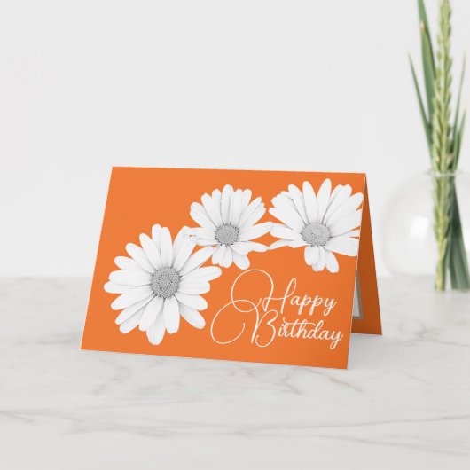 Modern White Daisies Botanical Colorful Birthday Kaart (Voorkant)
