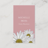 Modern White Daisies Floral Dusty Pink Visitekaartje (Voorkant)