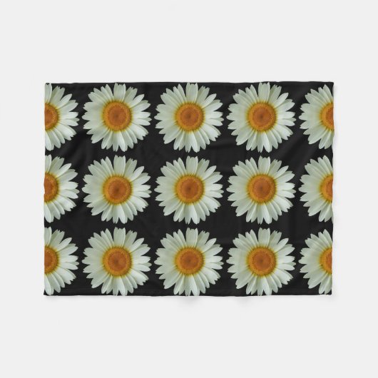 Modern White Daisies Pattern Fleece Deken (Voorkant (Horizontaal))