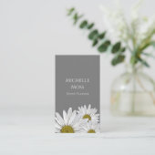 Modern White Daisies Trendy Floral Grey Visitekaartje (Staand voorkant)