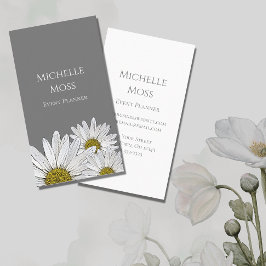 Modern White Daisies Trendy Floral Grey Visitekaartje
