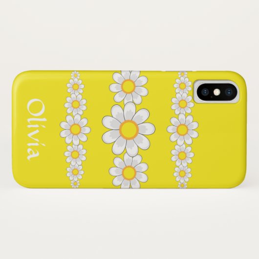 Modern White Daisy Flowers Yellow Case-Mate iPhone Case (Achterkant (horizontaal))