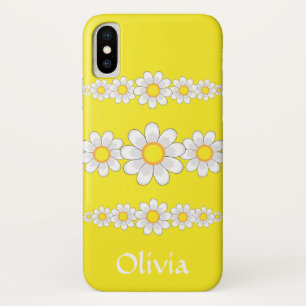 Modern White Daisy Flowers Yellow Case-Mate iPhone Case