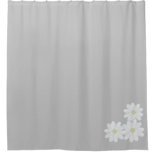 Modern White Daisy Motif Gray Shower Curtain Douchegordijn (Voorkant)