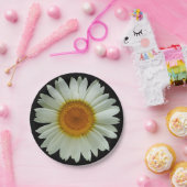 Modern White Daisy op Black Papieren Bordje (Feest)