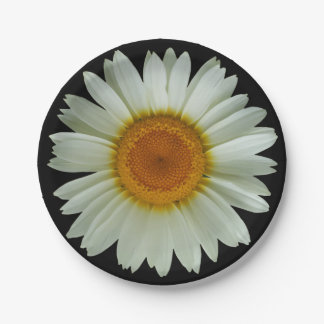 Modern White Daisy op Black Papieren Bordje