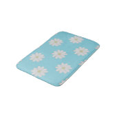 Modern White Daisy Pattern Aqua Blue Bath Mat (Gekanteld)