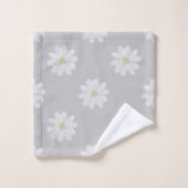 Modern White Daisy Pattern Silver Grey Bath Towels Bad Handdoek (Wasdoekje)
