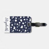 Modern White Dalmatian Spots & Navy Bagagelabel (Achterkant horizontaal)
