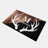 Modern White Deer Antlers houten planken & zwart Deurmat (Schuin)