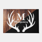 Modern White Deer Antlers houten planken & zwart Deurmat (Voorkant)
