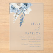 Modern White & Dusty Blue Wedding Acryl Uitnodigingen (Voorkant)