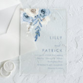 Modern White & Dusty Blue Wedding Acryl Uitnodigingen