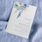 Modern White & Dusty Blue Wedding Kaart