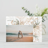 Modern White Elegant Boho Sage Eucalyptus Foto Save The Date (Staand voorkant)