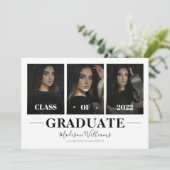 Modern White Elegant Photo Collage Afstuderen Kaart (Staand voorkant)
