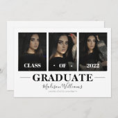Modern White Elegant Photo Collage Afstuderen Kaart (Voorkant / Achterkant)