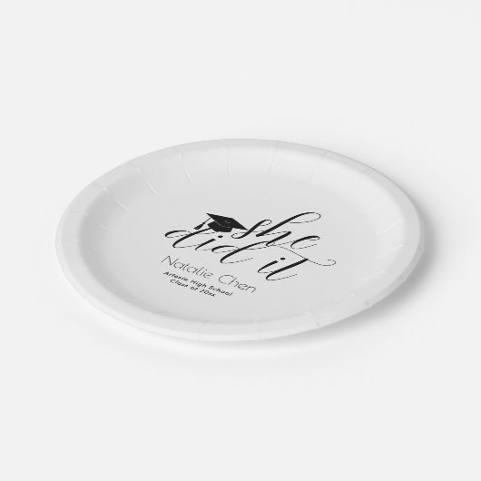 Modern White Elegant Ze deed het Afstuderen Papieren Bordje (Gekanteld)