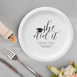 Modern White Elegant Ze deed het Afstuderen Papieren Bordje