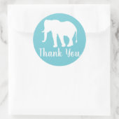 Modern White Elephant Silhouette Bedankt Ronde Sticker (Tas)