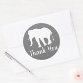 Modern White Elephant Silhouette Bedankt Ronde Sticker (Envelop)