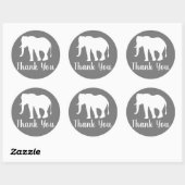 Modern White Elephant Silhouette Bedankt Ronde Sticker (Vel)