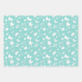 Modern White en Aqua Flowers en Leaves Inpakpapier Vel (Voorkant 3)