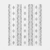 Modern White en Black Boho Tribal Ethnic Patroon Fleece Deken (Voorkant)