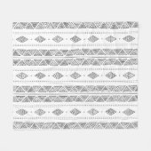 Modern White en Black Boho Tribal Ethnic Patroon Fleece Deken (Voorkant (Horizontaal))