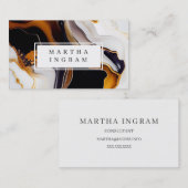 Modern White en Black en Golden Abstract Busine Visitekaartje (Voorkant / Achterkant)